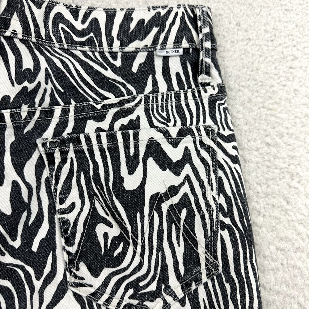 NWT Mother Rascal Ankle Fray Jeans Womens 28 Zebra Print Straight Leg High Waist - Picture 10 of 15